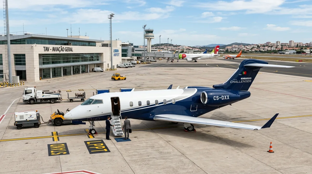 Private jet at Lisbon — FBO terminal