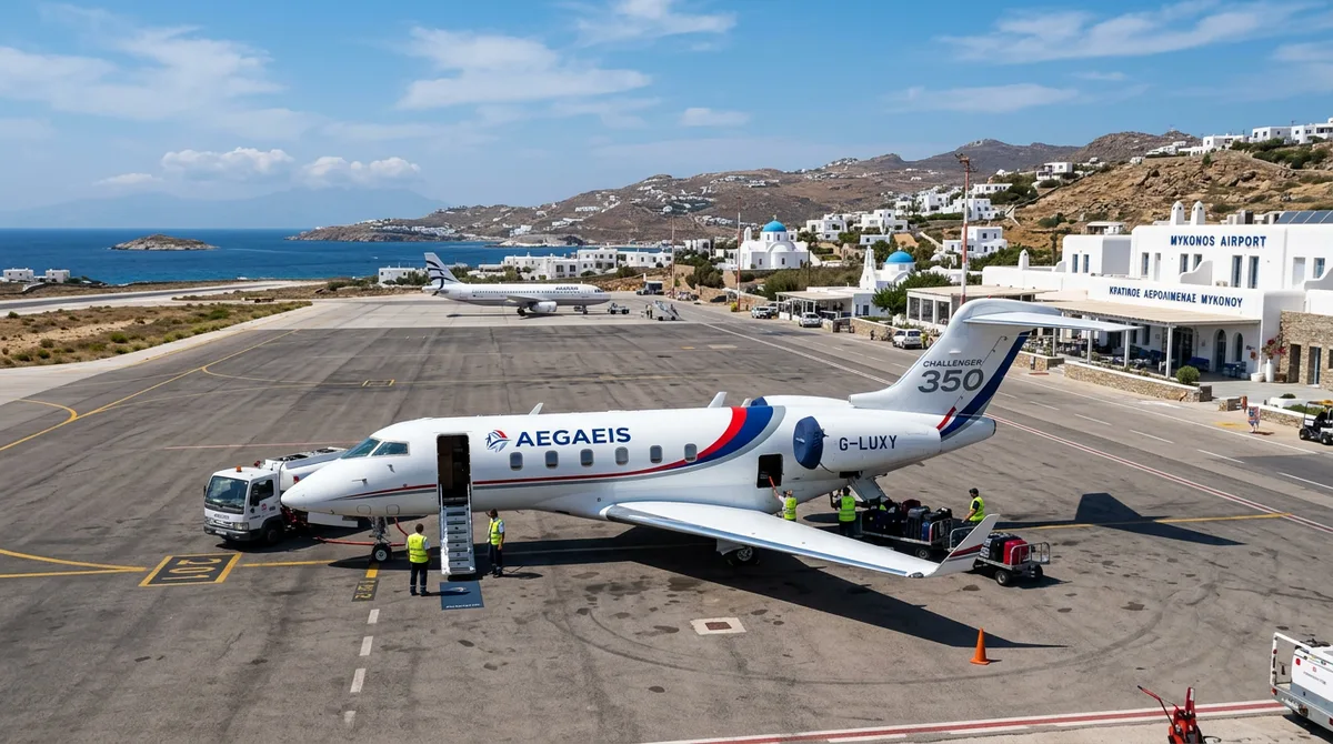Private jet at Mykonos — FBO terminal