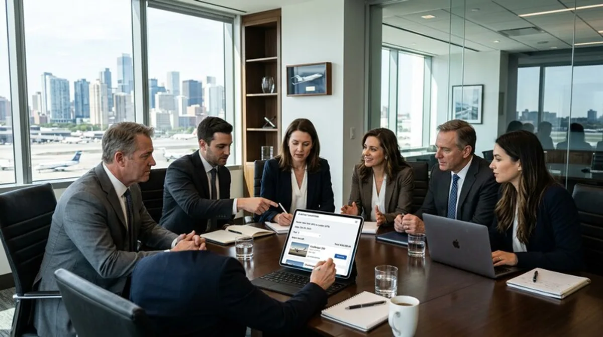 Executive team booking private jet group charter