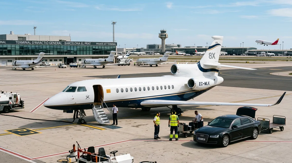 Private jet at Barcelona — FBO terminal