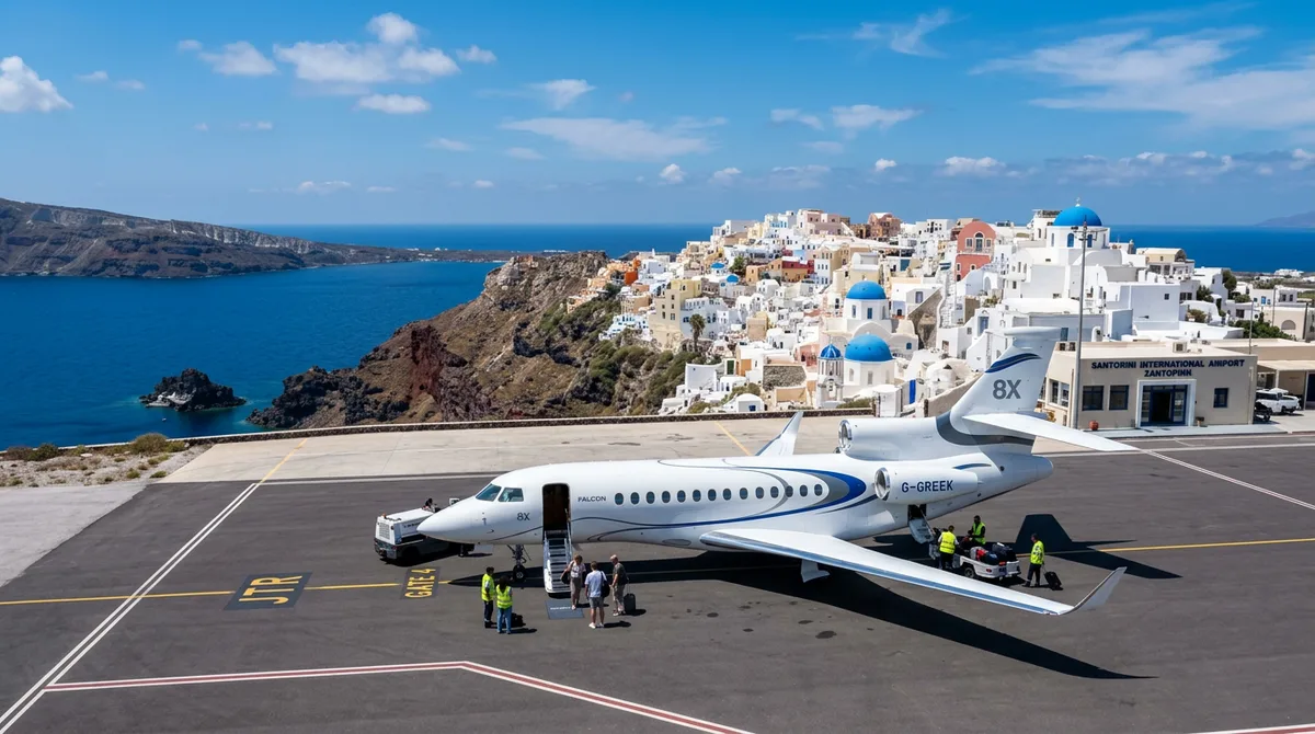 Private jet at Santorini — FBO terminal