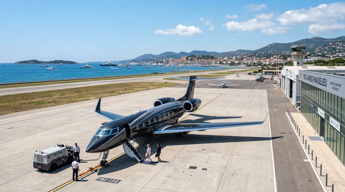 Private jet at Cannes — FBO terminal