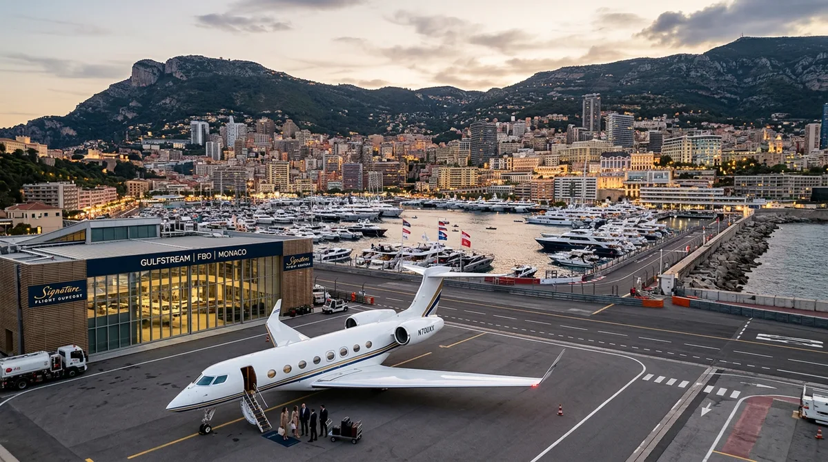 Private jet at Monaco — FBO terminal